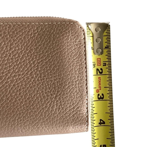 Vera Pelle Elegant Taupe Genuine Leather Zip Wallet Made In Italy Like New - Picture 13 of 16